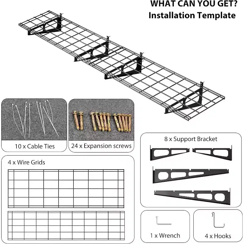 Garage Wall Shelving, 2-Piece 2x6 FT Heavy Duty Steel Storage Racks, Black, for Garage Basement Organization