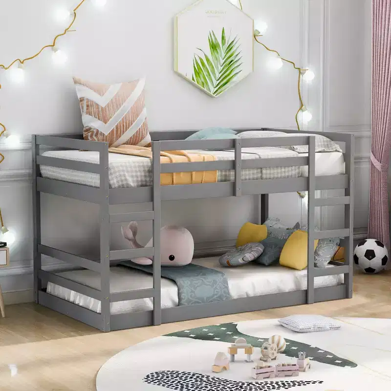 Whisen Full Over Full Bunk Bed with Ladder, Solid Construction