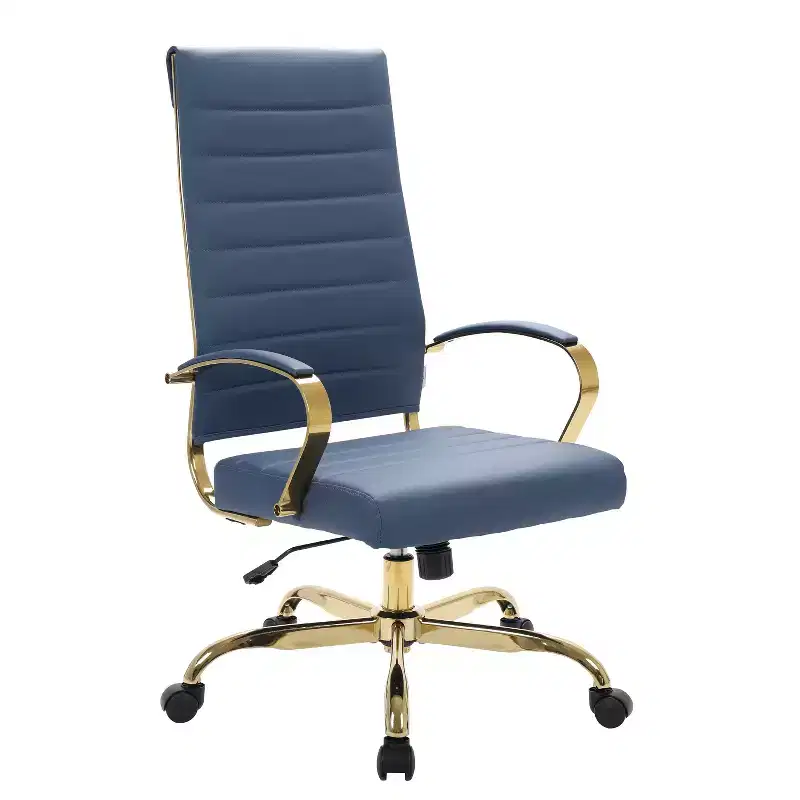 HomeStock 38 in.H Adjustable Height Gold Faux Leather Seat Material with Swivels Ergonomic Office Chairs