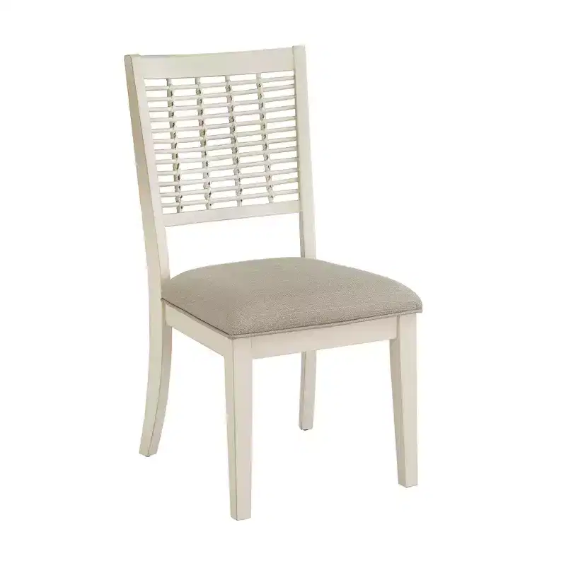 Set of 2 High Back Wicker Dining Chairs, Brown, Rubberwood Frame