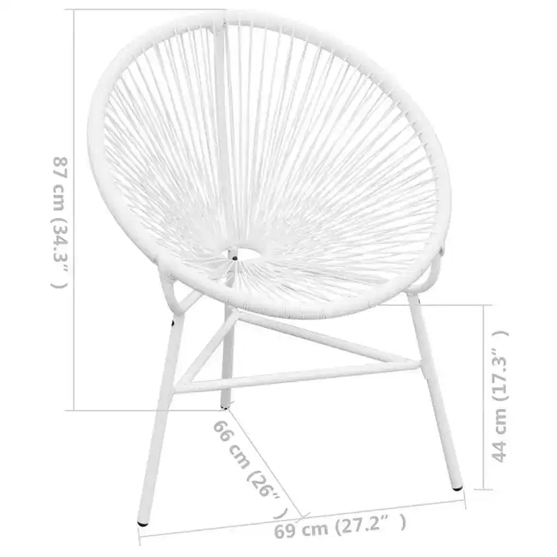 vidaXL Garden Chair White PE Rattan, Powder-Coated Steel Medium Tough