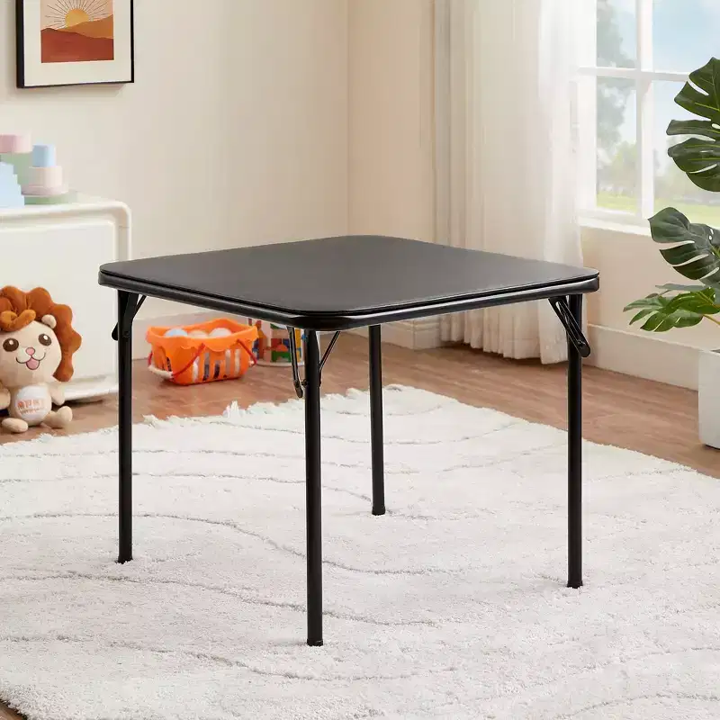 Kids Folding Square Table Portable Card and Game Table Black/Blue