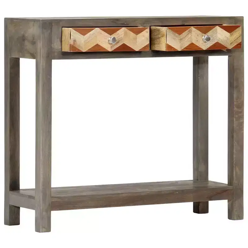 vidaXL Console Table Gray 33.9x11.8x29.9 Solid Mango Wood