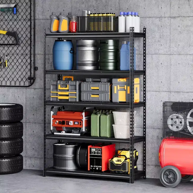 GustoWave 5-Tier Adjustable Steel Utility Storage Rack Shelves for Garage, Warehouse, Pantry & Basement