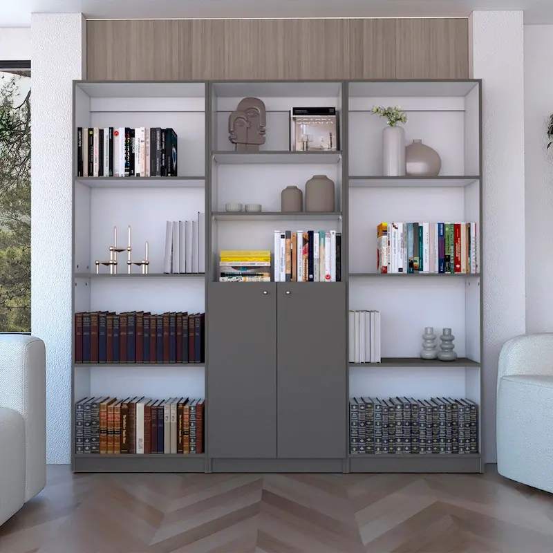 74 Wide 5-Shelf and Cabinet Bookcase