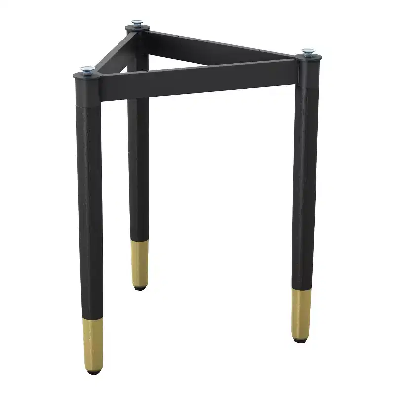 miBasics Shinesun Modern Triangle End Table Base Black: 21.83" High, Metal & Wood, 3-Leg Design, Assembly Required