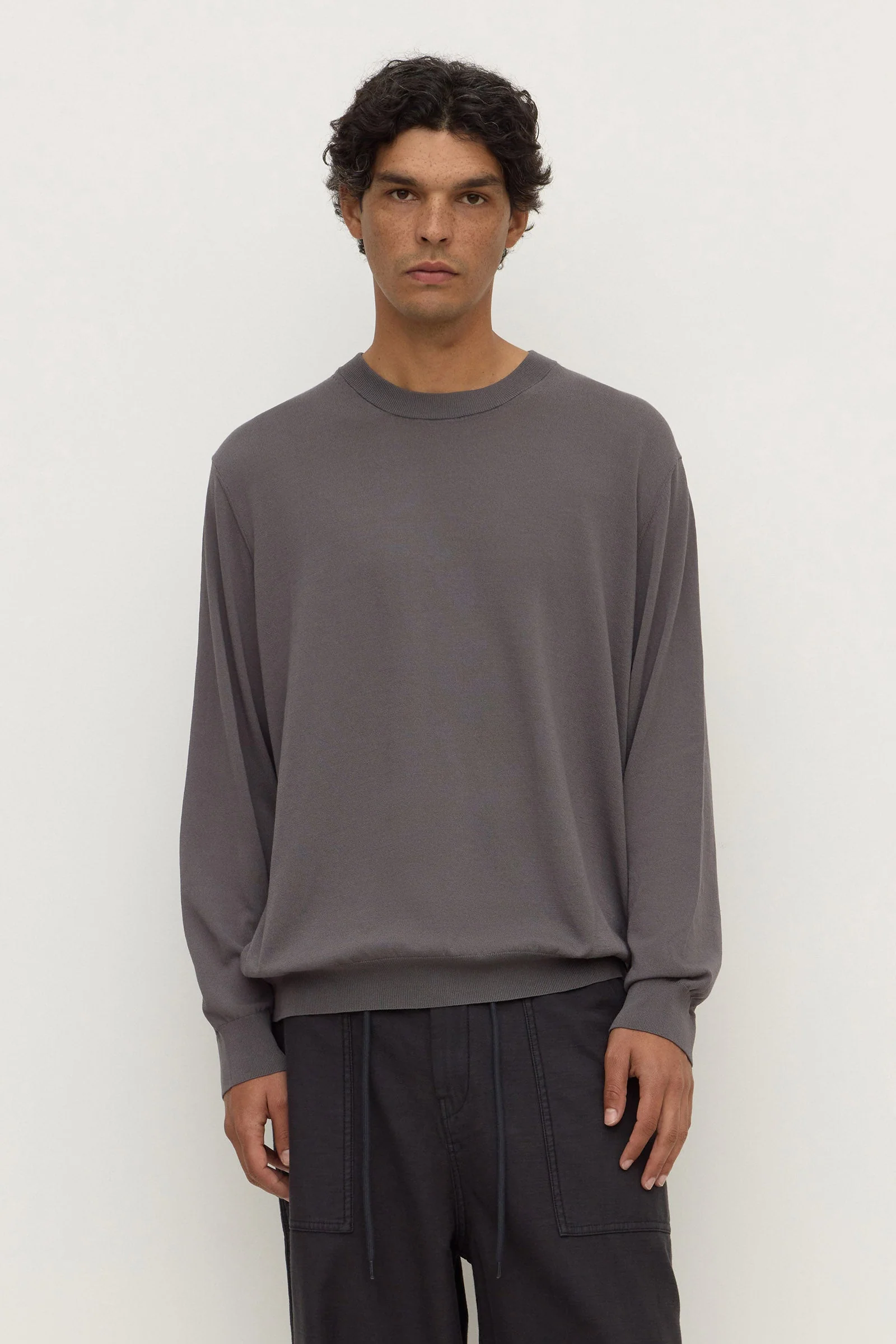 Cotton Blend Knit Crew