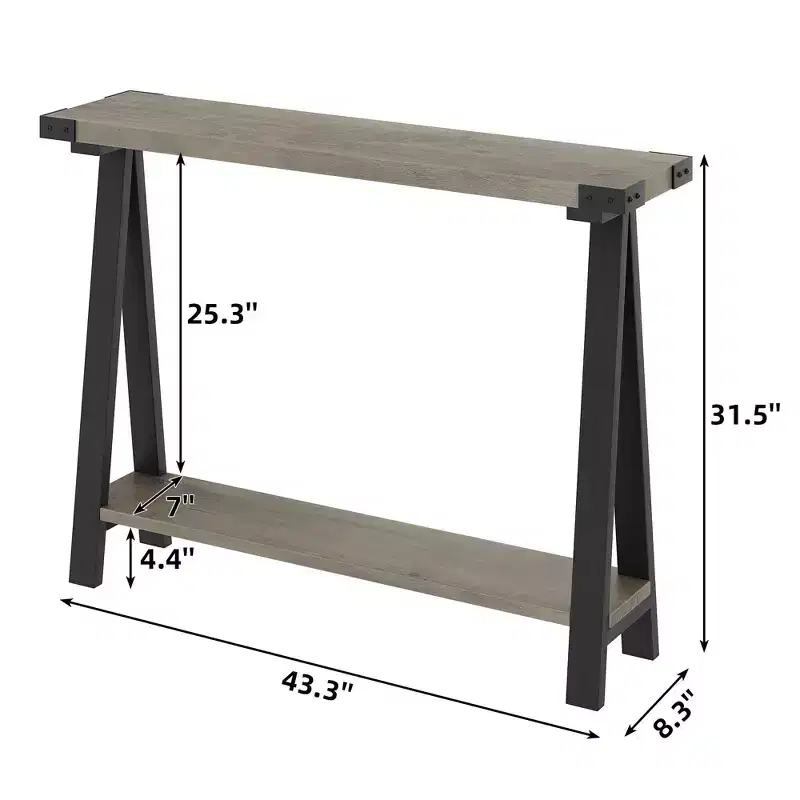 COZONY 43.3 Farmhouse Console Table with Storage, 2-Tier Narrow Sofa Table with A-Leg Frame