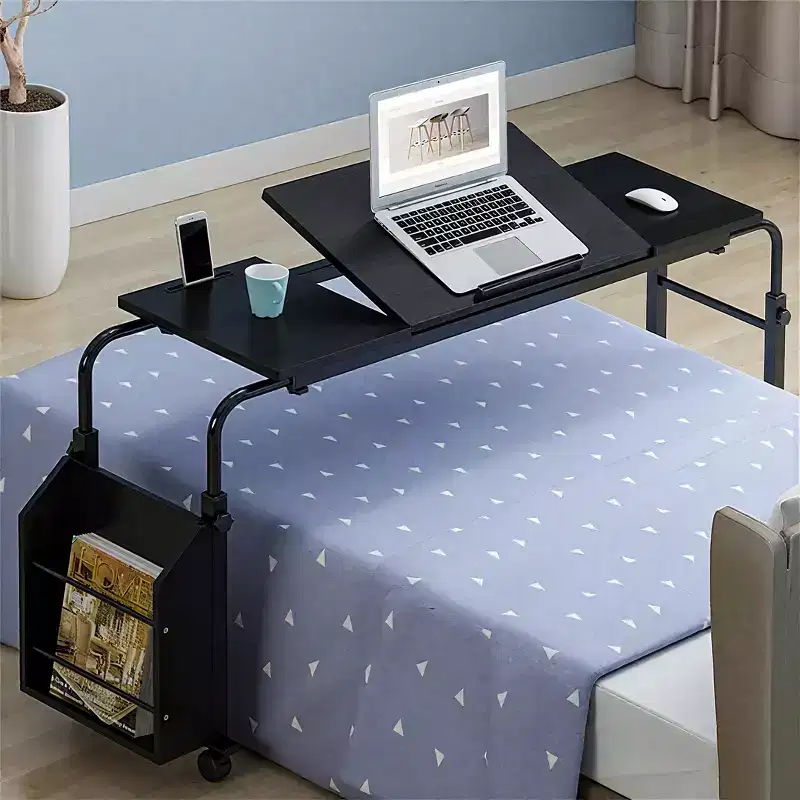 Overbed Table with Wheels, 47.24 in Laptop Desk Cart, Table Over The Bed Table Adjustable Height and Length for Hospital and Home use