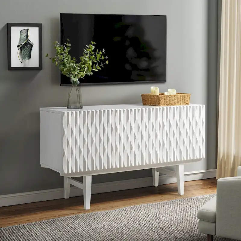 Modern Carved Geometric Patterns Sideboard