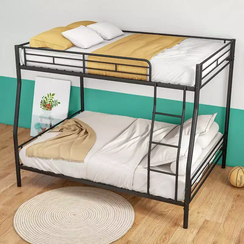 Bellemave Heavy Duty Metal Bunk Bed Full Over Queen Bunk Bed Frame for Adults, Noise Free Frames, No Boxing Spring Needed,Black