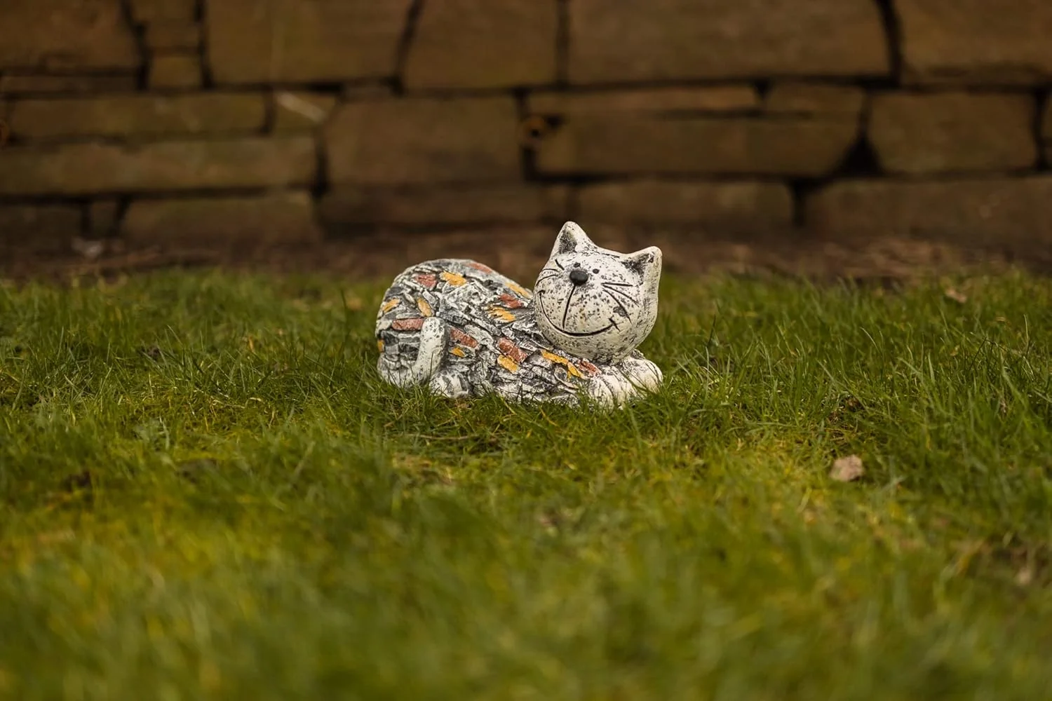 Stone Effect Cat Garden Statue Weatherproof Resin Ornament 29cm
