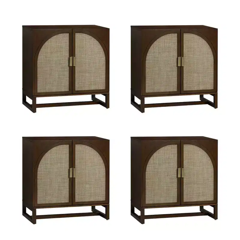 Nathan James Set of 4 Paxton Console with Doors Dark Brown