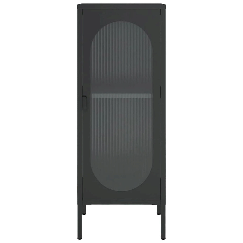 vidaXL Sideboard Black 15.7x13.8x41.3 Glass and Steel - 15.7 x 13.8 x 41.3