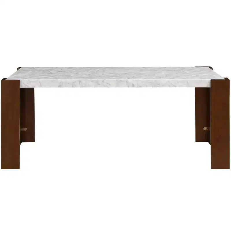 Acme Furniture Hettie Dining Table Engineering Stone/Brown Finish