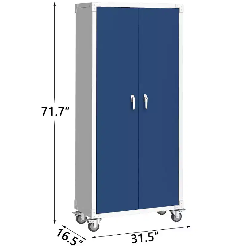 71 in Steel Storage Cabinet with Locking Doors & 4 Adjustable Shelves, Heavy Duty Metal Cabinet for Garage, Office & Pantry, Rustproof Construction