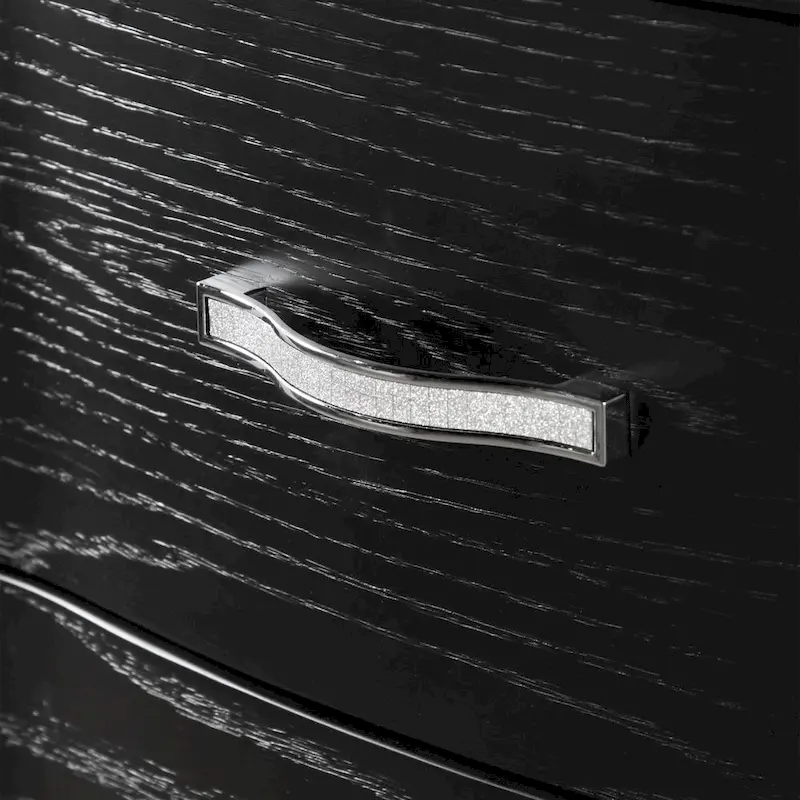 Black / Silver Glam 3-Drawer Nightstand, for 1