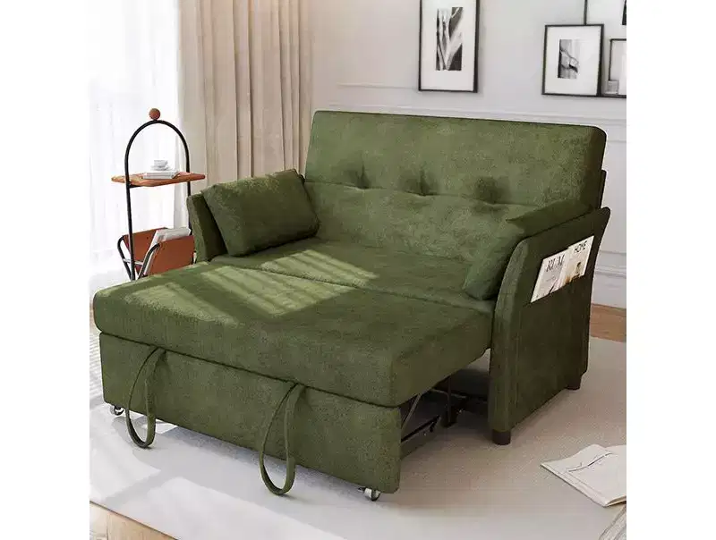 Dyonery 51 Sleeper Sofa Bed Couch with Side Pocket, Small 2 in 1 Convertible Loveseat Sleeper Couch for Apartment,Bedroom and Small Space
