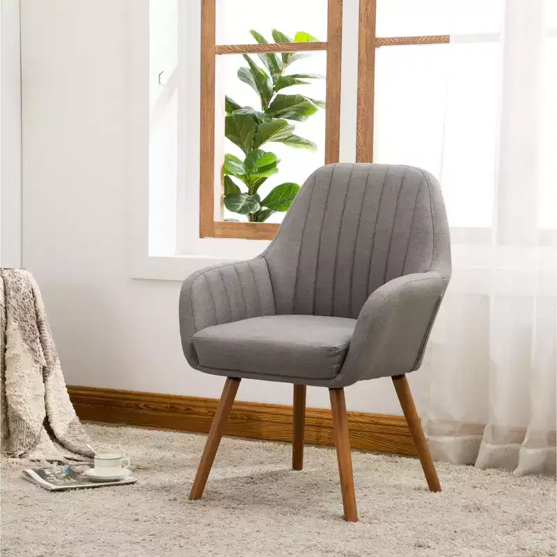 TUYOHW Contemporary Accent Chair,Barrel Back Fabric Armchair with Solid Wood Legs,Upholstered Lounge Chair for Living Room,Office,Foyer