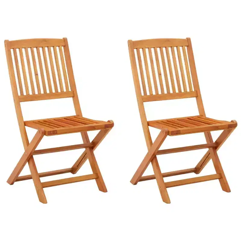 vidaXL Garden Chair Set of 2 Natural wood Solid eucalyptus wood Standard