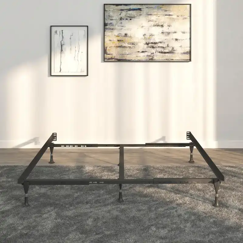 Black Steel Bed Frame, Keyhole Style, Twin/Full, 1-2 Person