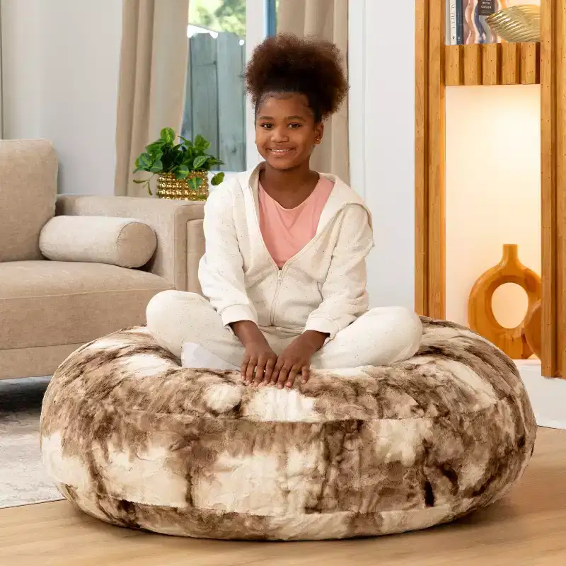 Raven-Symon Home Lil' Cuddler Cocoon Jr Kids Faux Fur Bean Bag Crash Pad & Lounger