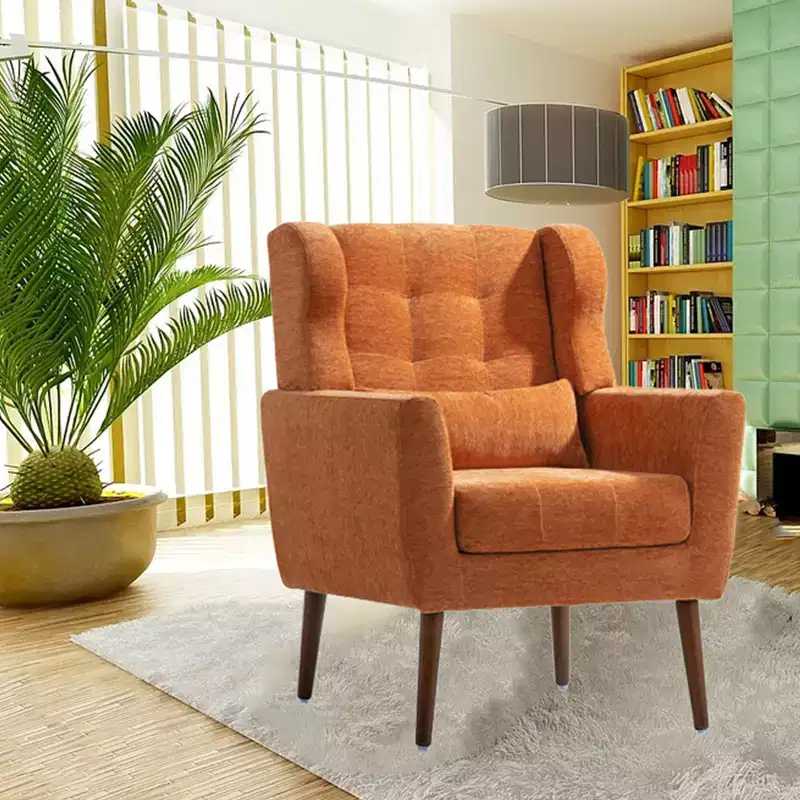 37.6 Tall Modern Accent Chair, Upholstered Foam Filled Reading Chairs With Cushion And High Backrest, Chenille Fabric Lounge Tufted Armchair