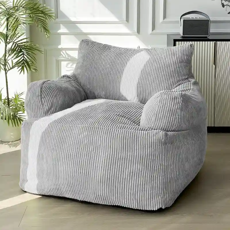 Corduroy Bean Bag Chair with Foam Filling