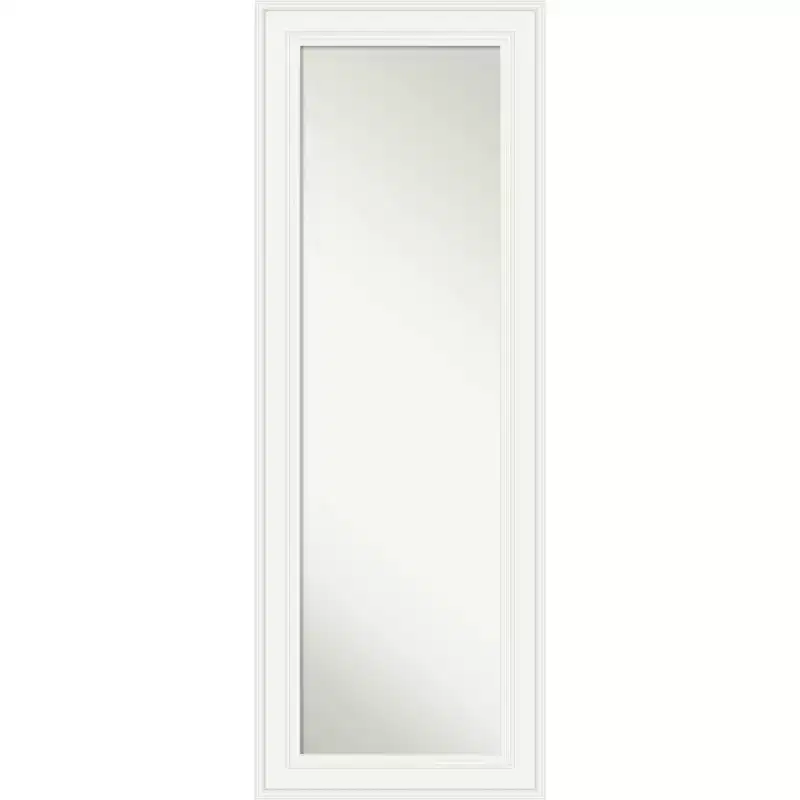 20" x 54" Non-Beveled White Full Length on The Door Mirror -: Polystyrene Frame, Includes Mounting Hardware