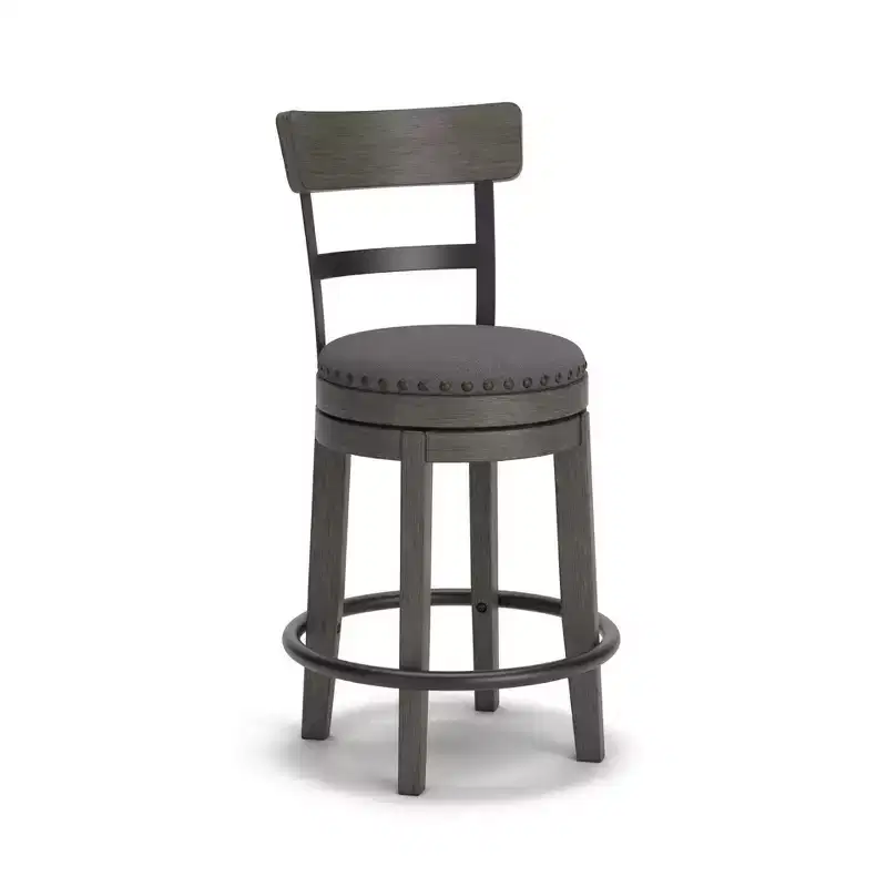 Caitbrook Counter Height Barstool Gray - Signature Design by Ashley: Polyester Upholstery, Nailhead Trim, Swivel Seat