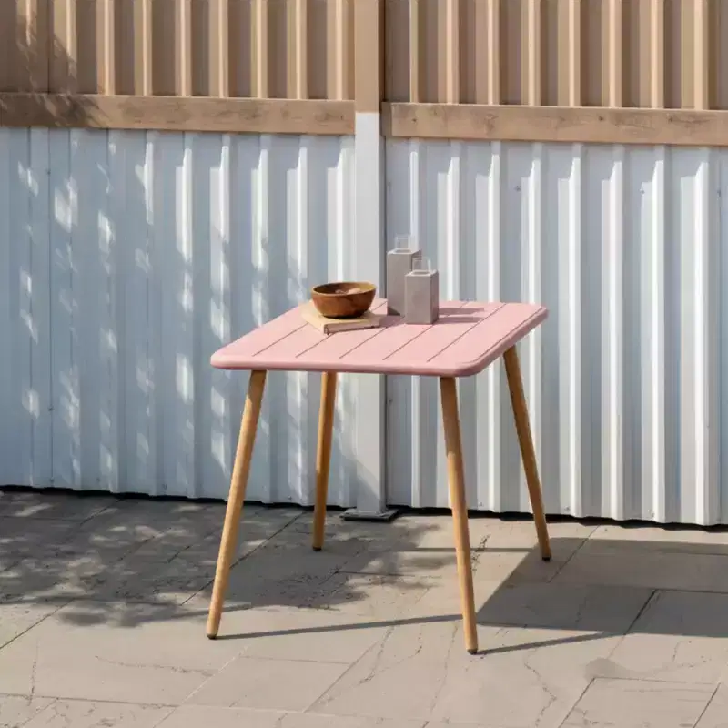 Urban Elements Recycled Resin and Teak Finish Legs Patio Bistro Table Pink