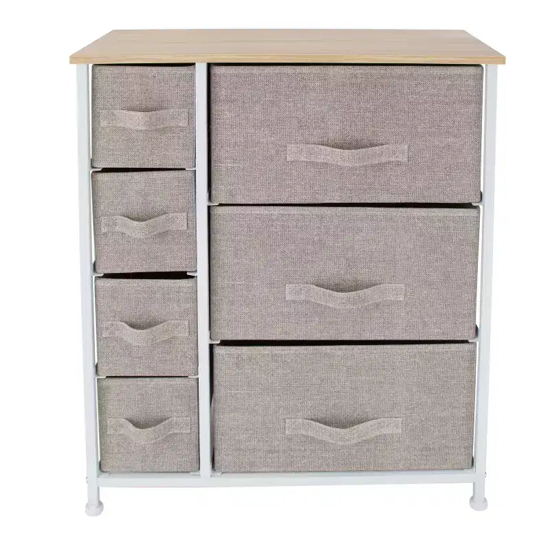 Simplify 7 Drawer Storage Chest Natural: Polypropylene & Steel Utility Storage, Plastic Drawers, Universal & Clothing Use