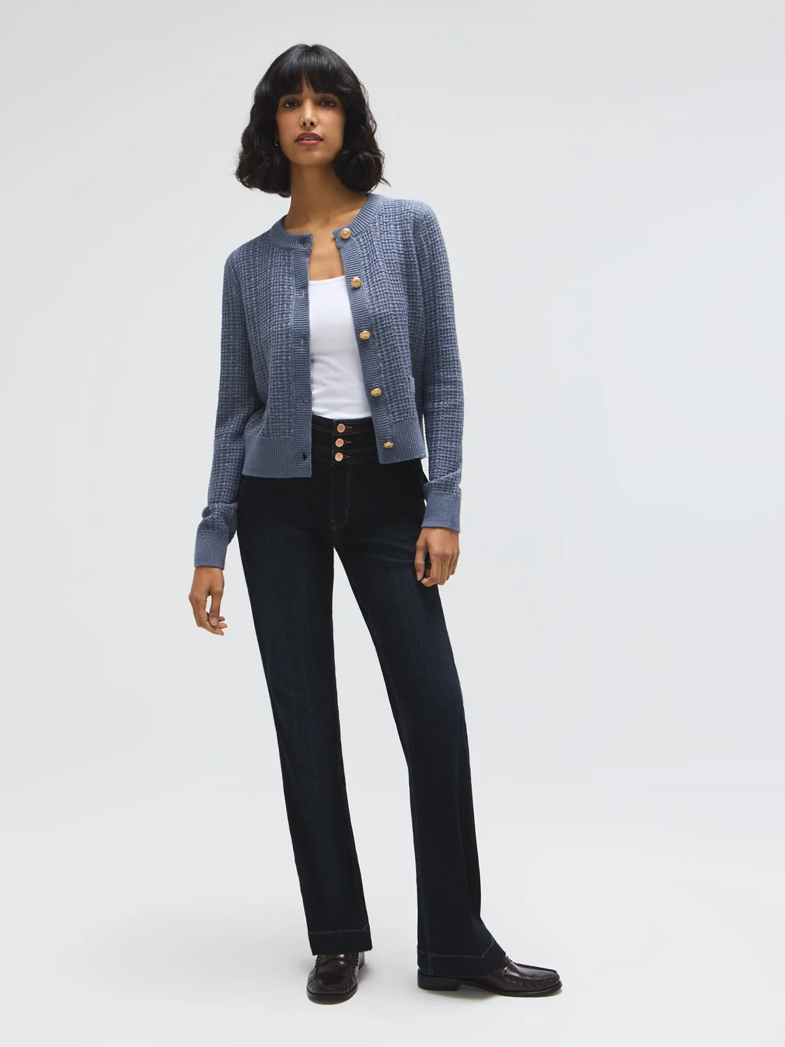 Cotton Blend Button-Front Cardigan