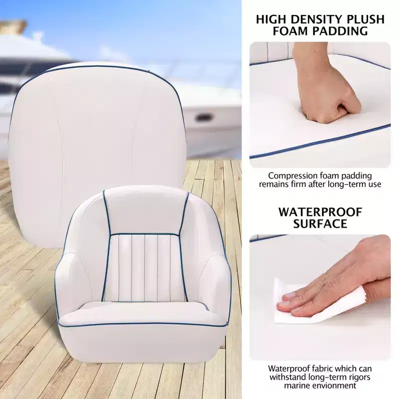 Pontoon Boat Captain Chair  Ergonomic Bucket Seat with Compression Foam Padding and Durable Molded Plastic Frame