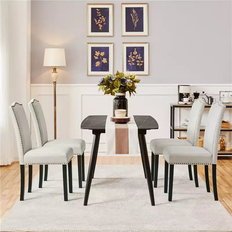 Yaheetech Set of 4 Modern Upholstered Dining Chairs for Living Room, Dining Room, Home, Kitchen