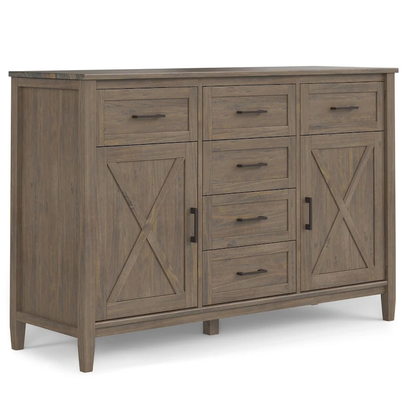 WYNDENHALL Cantina SOLID WOOD 54 inch Wide Rectangle Transitional Sideboard in Smoky Brown - 18 d x 54 w x 36 h