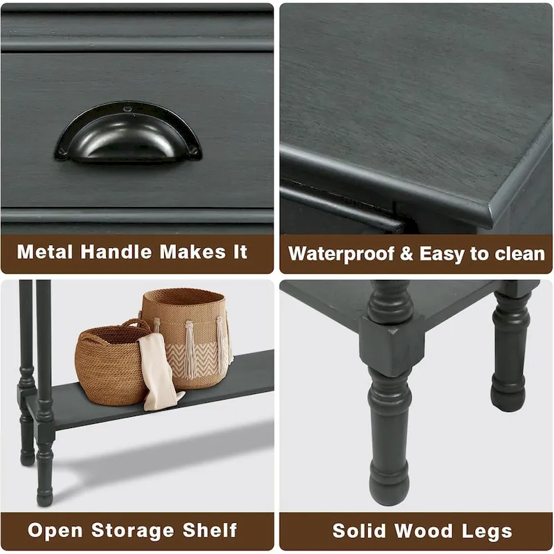 Burlington Wood 3-drawer Console Hallway Table