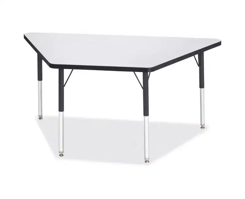 Gray & Black Trapezoid Activity Table for 1–2 Adults, 30 x 60 in