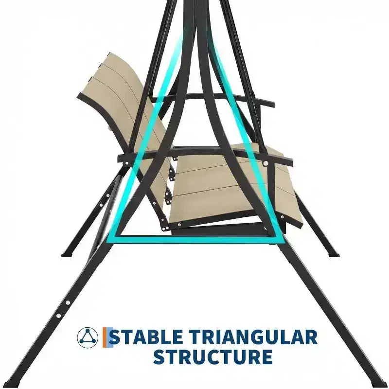 LinTimes Porch Swing with Stand and Adjustable Canopy, 600lb Capacity, Powder-Coated Metal Frame, Water-Resistant Fabric for Patio, Backyard