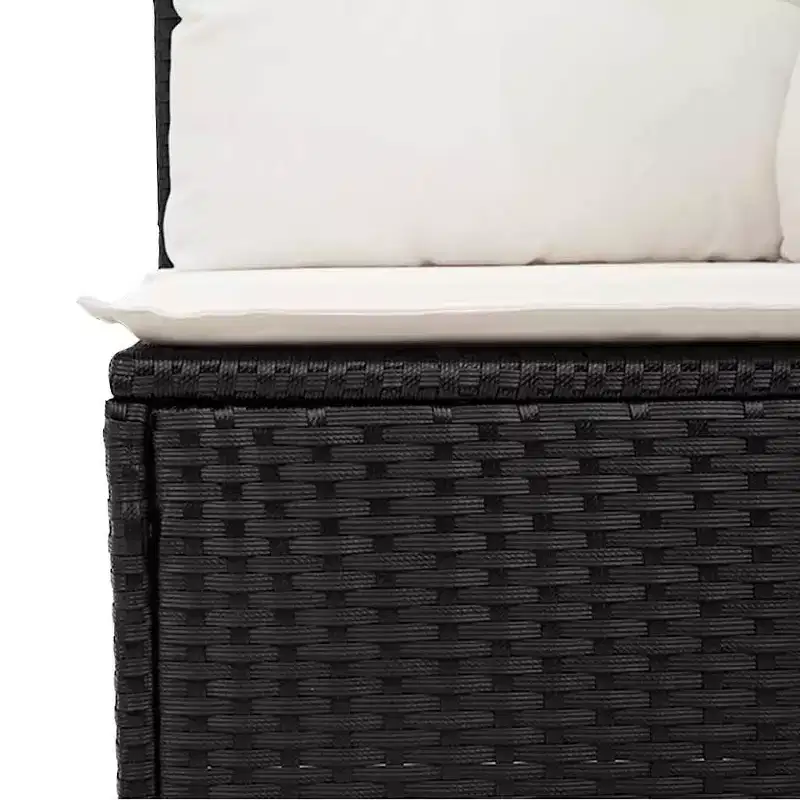 vidaXL Garden Sofa Set Black PE Rattan Large Adjustable Feet