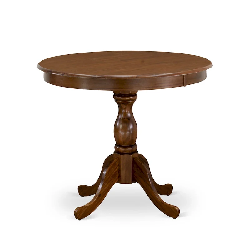 Round Wood Dining Table with Pedestal Base, 36x36 Inch (Multiple Finish Options)
