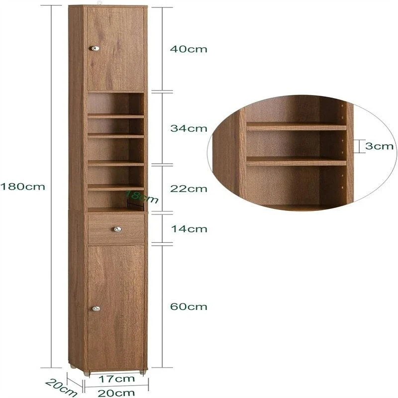 Black Bathroom Tall Cabinet - 7.87D x 7.87W x 70.87H