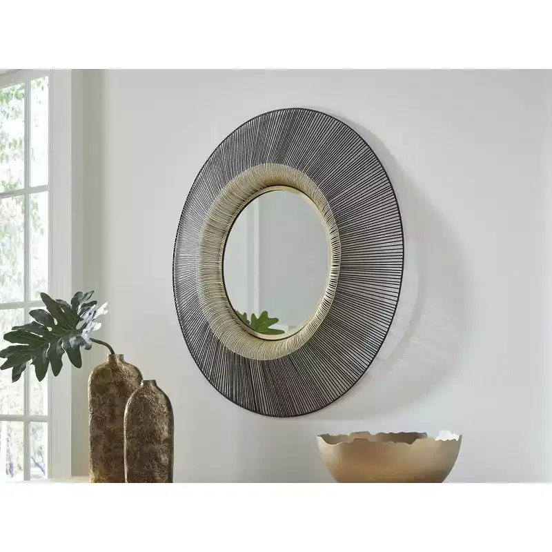 Signature Design by Ashley Dallmen Wall Accent Mirror, Suburst Design with Gold Finish