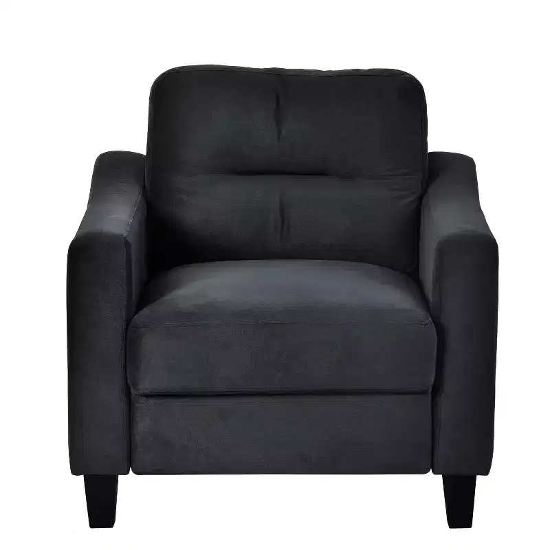 MAYEERTY Black Velvet Single Person Comfortable Sofa for Living Room Bedroom Office Small Space