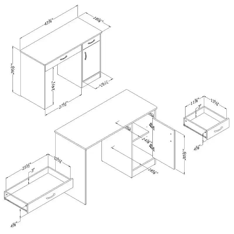 HomeStock 30 in.H White Color Particle Board Computer Desks with Enclosed Storage Cabinet