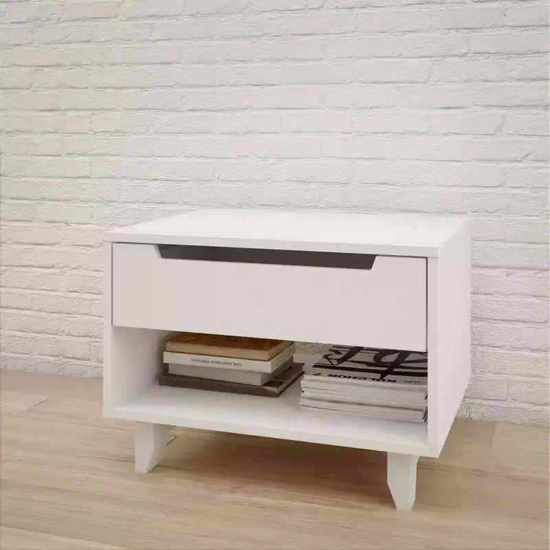 Open Shelf 1 Drawer Nightstand