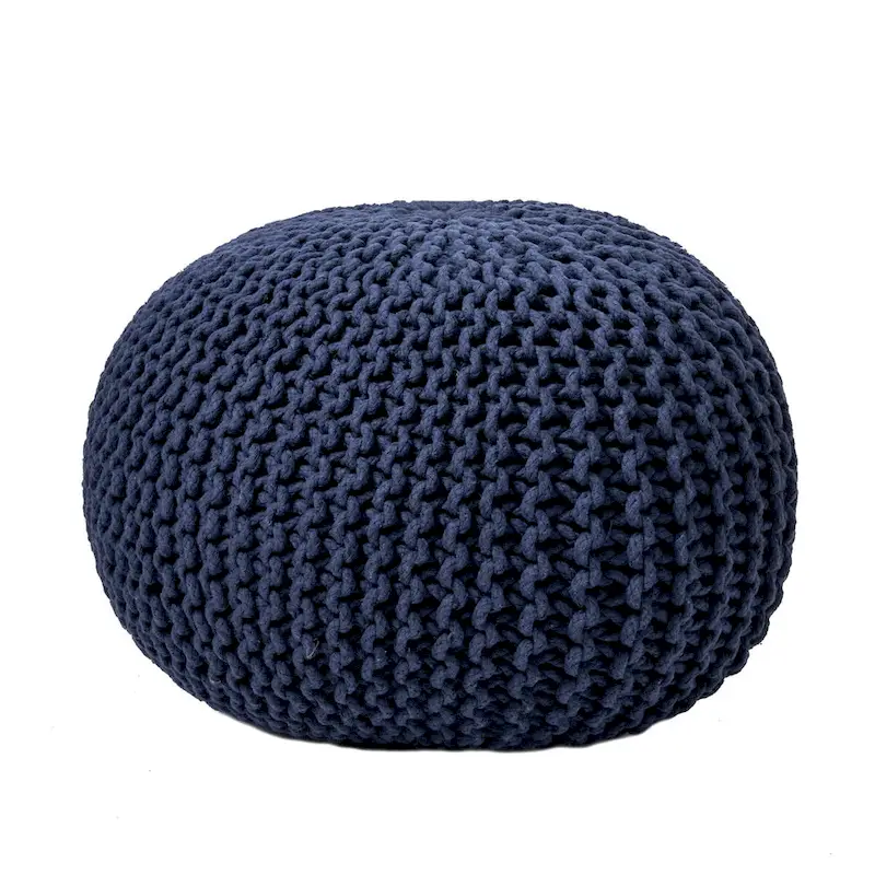 Nuloom Ling Round Knit Filled Ottoman Pouf
