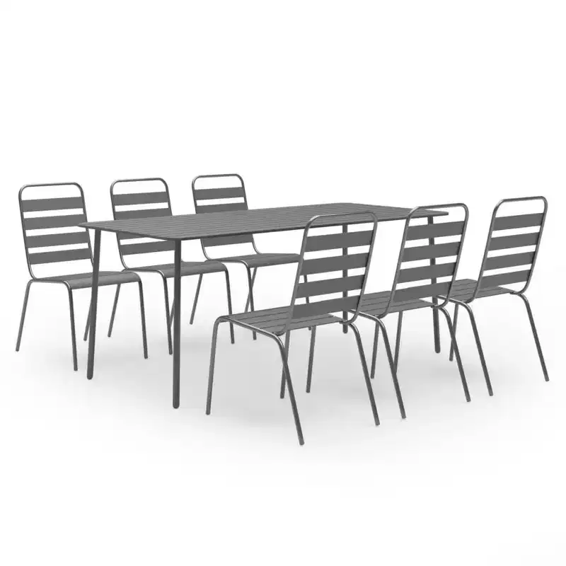 vidaXL Patio Dining Set Table and Chair Patio Furniture Set Steel Dark Gray