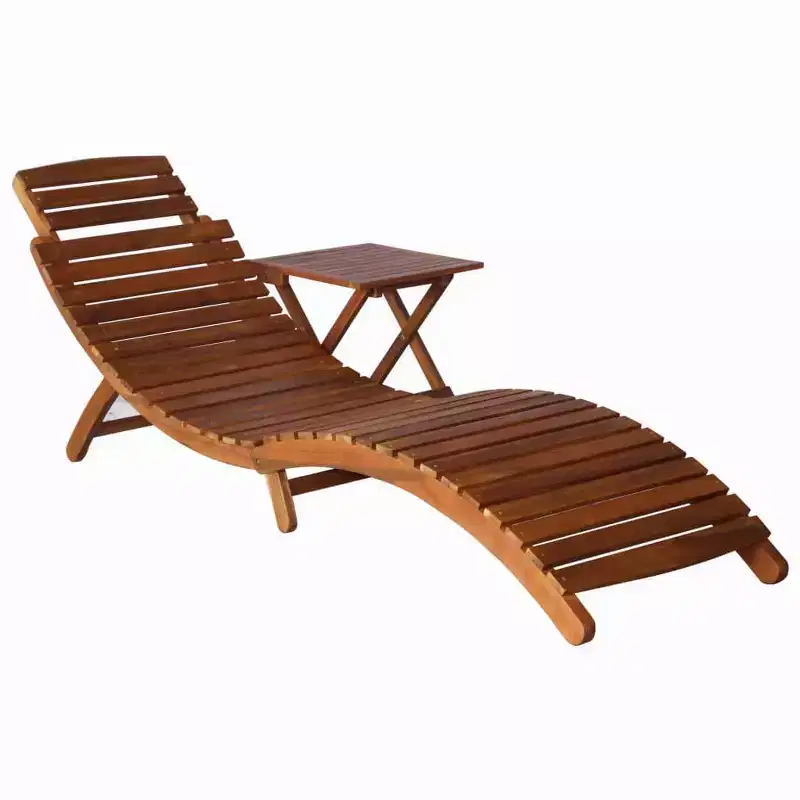 vidaXL Sun lounger 21.65 x 72.44 x 25.20 in Solid Acacia Wood