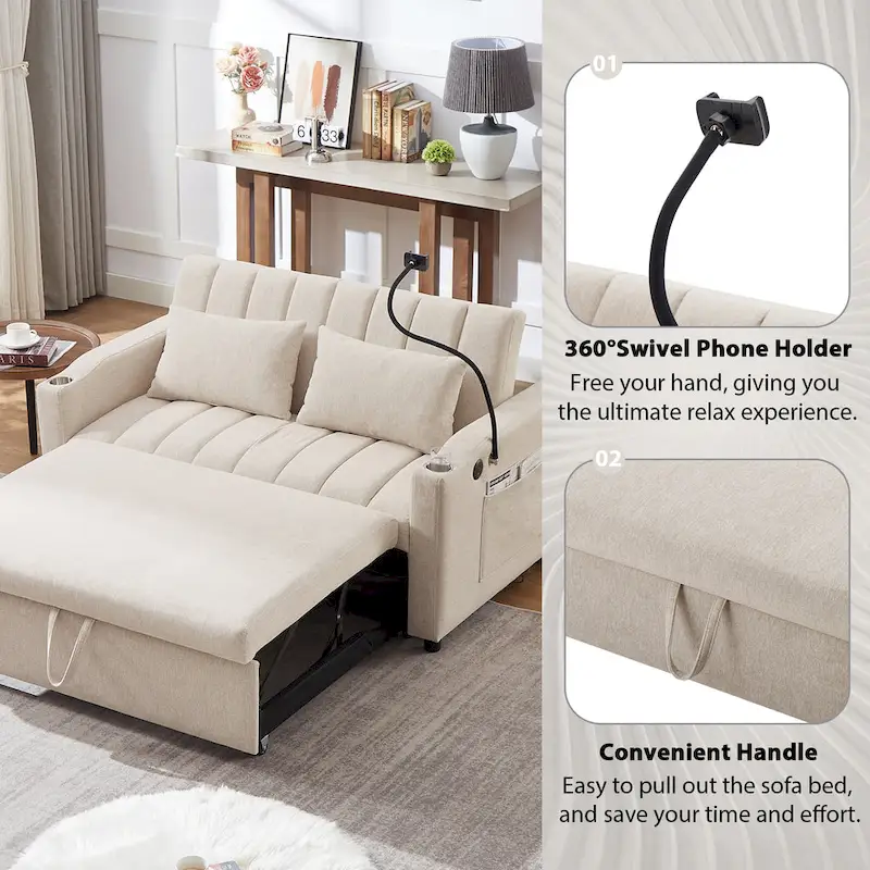MERAX Convertible Loveseat Sofa, Pull Out Sofa Bed